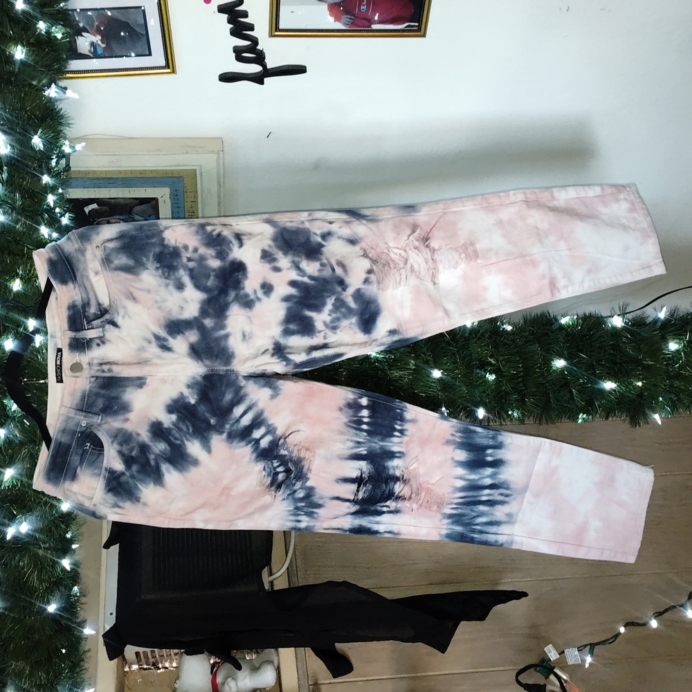 Tie dye ripped jeans